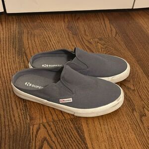 Superga Blue Canvas Slip On Mule Sneakers Size 6.5